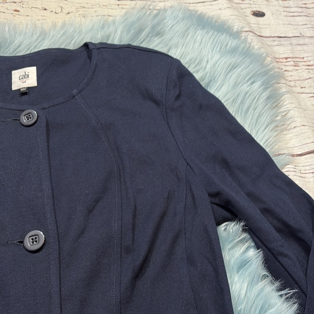 Cabi The Lido Button Front Long Jacket Navy Sz M - Picture 5 of 12